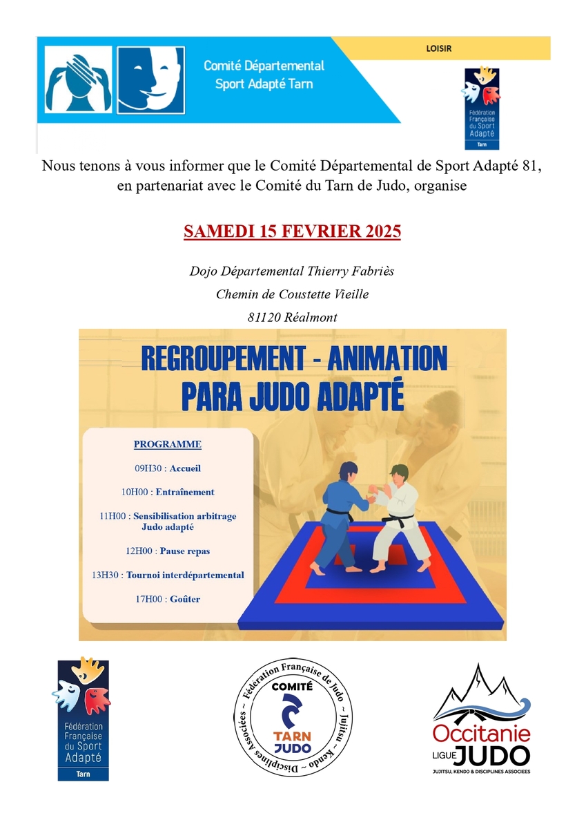 Para Judo Adapté le 15/02 à Réalmont